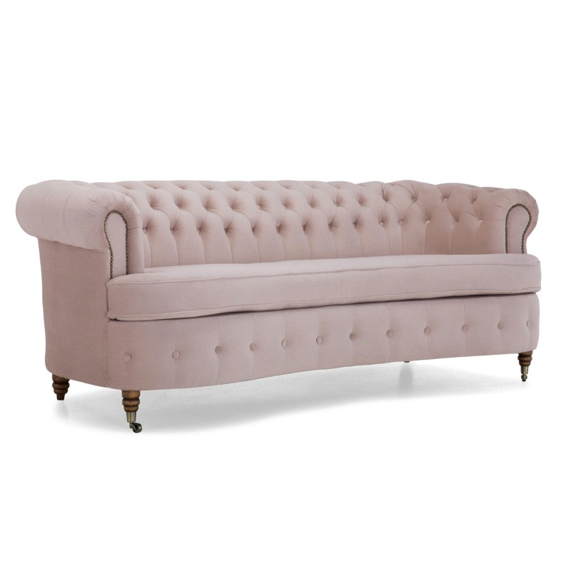 Chesterfield Deluxe 3-θέσιoς Κυρτός Καναπές Βελούδο Ροζ Γιασεμί 230x86x80cm