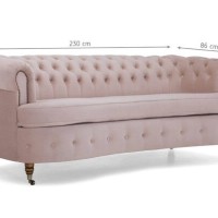 Chesterfield Deluxe 3-θέσιoς Κυρτός Καναπές Βελούδο Ροζ Γιασεμί 230x86x80cm