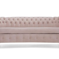 Chesterfield Deluxe 3-θέσιoς Κυρτός Καναπές Βελούδο Ροζ Γιασεμί 230x86x80cm