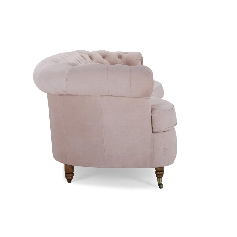 Chesterfield Deluxe 3-θέσιoς Κυρτός Καναπές Βελούδο Ροζ Γιασεμί 230x86x80cm