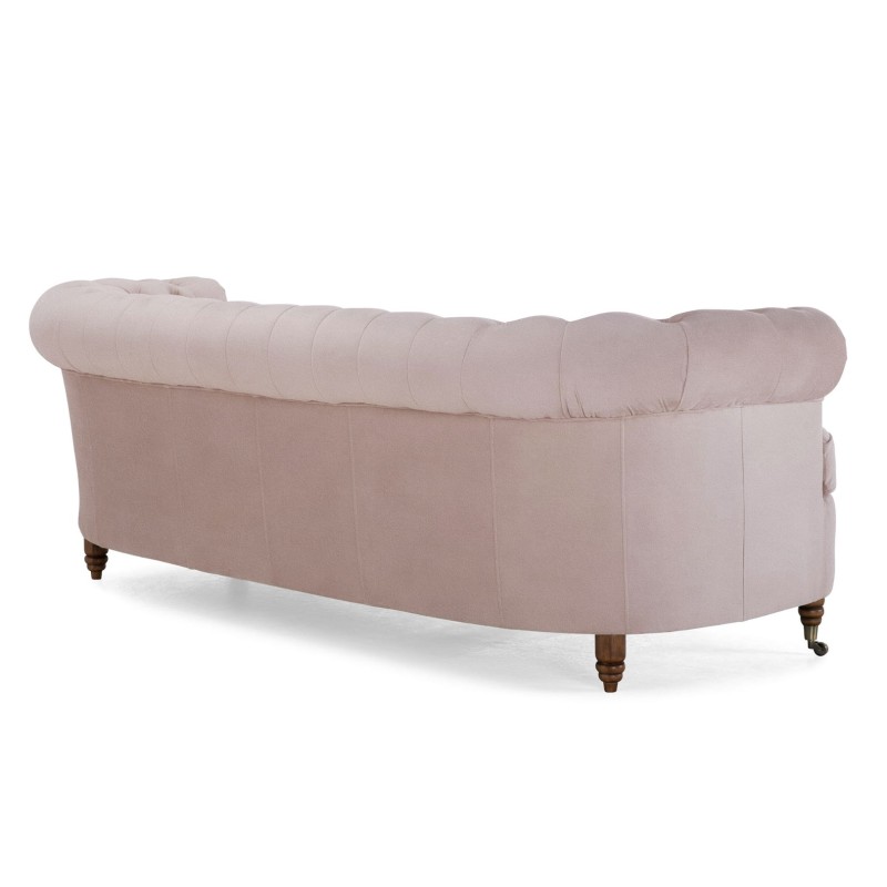 Chesterfield Deluxe 3-θέσιoς Κυρτός Καναπές Βελούδο Ροζ Γιασεμί 230x86x80cm