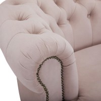 Chesterfield Deluxe 3-θέσιoς Κυρτός Καναπές Βελούδο Ροζ Γιασεμί 230x86x80cm