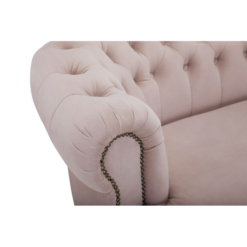 Chesterfield Deluxe 3-θέσιoς Κυρτός Καναπές Βελούδο Ροζ Γιασεμί 230x86x80cm