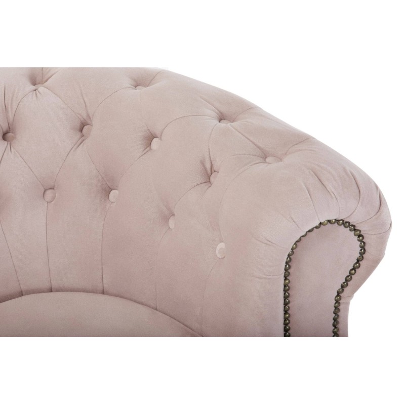 Chesterfield Deluxe 3-θέσιoς Κυρτός Καναπές Βελούδο Ροζ Γιασεμί 230x86x80cm