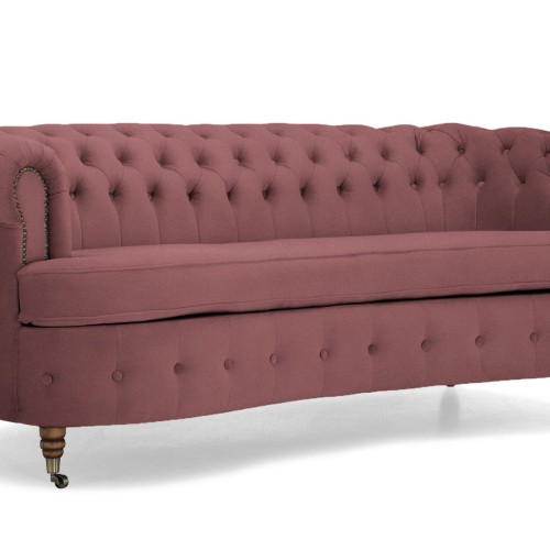 Chesterfield Deluxe 3-θέσιoς Κυρτός Καναπές Βελούδο Σάπιο Μήλο 230x86x80cm 