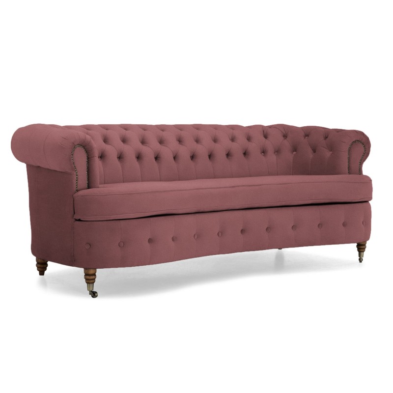 Chesterfield Deluxe 3-θέσιoς Κυρτός Καναπές Βελούδο Σάπιο Μήλο 230x86x80cm