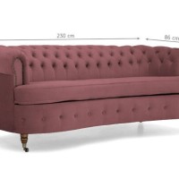 Chesterfield Deluxe 3-θέσιoς Κυρτός Καναπές Βελούδο Σάπιο Μήλο 230x86x80cm
