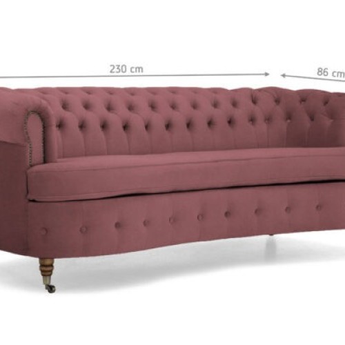 Chesterfield Deluxe 3-θέσιoς Κυρτός Καναπές Βελούδο Σάπιο Μήλο 230x86x80cm 