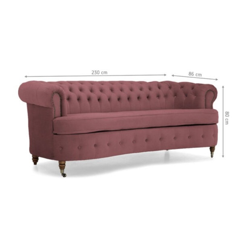 Chesterfield Deluxe 3-θέσιoς Κυρτός Καναπές Βελούδο Σάπιο Μήλο 230x86x80cm