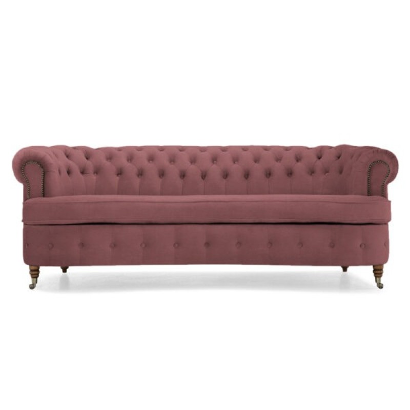 Chesterfield Deluxe 3-θέσιoς Κυρτός Καναπές Βελούδο Σάπιο Μήλο 230x86x80cm