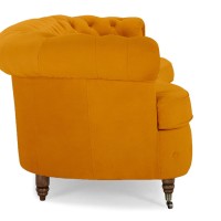 Chesterfield Deluxe 3-θέσιoς Κυρτός Καναπές Βελούδο Μουσταρδί 230x86x80cm