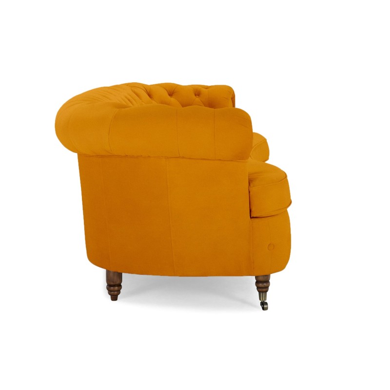 Chesterfield Deluxe 3-θέσιoς Κυρτός Καναπές Βελούδο Μουσταρδί 230x86x80cm