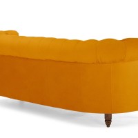 Chesterfield Deluxe 3-θέσιoς Κυρτός Καναπές Βελούδο Μουσταρδί 230x86x80cm