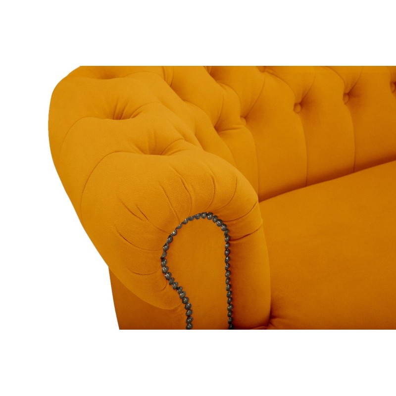 Chesterfield Deluxe 3-θέσιoς Κυρτός Καναπές Βελούδο Μουσταρδί 230x86x80cm