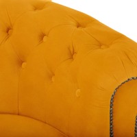 Chesterfield Deluxe 3-θέσιoς Κυρτός Καναπές Βελούδο Μουσταρδί 230x86x80cm