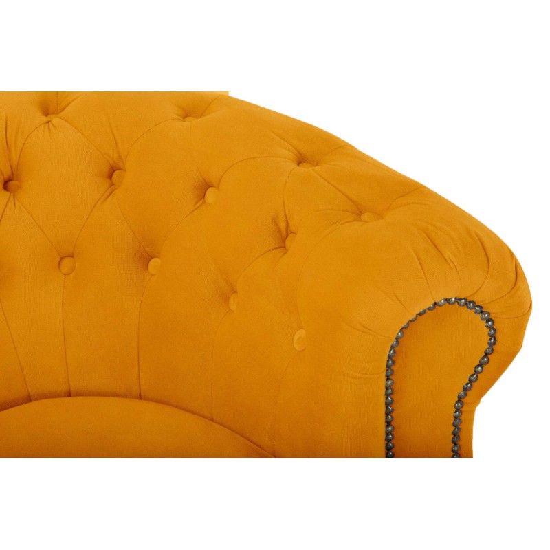 Chesterfield Deluxe 3-θέσιoς Κυρτός Καναπές Βελούδο Μουσταρδί 230x86x80cm