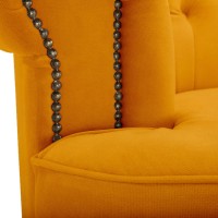 Chesterfield Deluxe 3-θέσιoς Κυρτός Καναπές Βελούδο Μουσταρδί 230x86x80cm