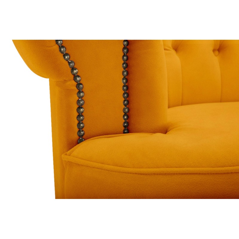 Chesterfield Deluxe 3-θέσιoς Κυρτός Καναπές Βελούδο Μουσταρδί 230x86x80cm