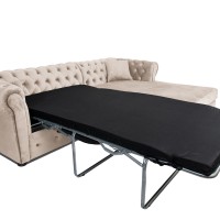 Γωνιακός Καναπές Κρεβάτι Crista Chesterfield  σε Μπέζ βελούδο 245x175x85cm