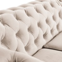 Γωνιακός Καναπές Κρεβάτι Crista Chesterfield  σε Μπέζ βελούδο 245x175x85cm