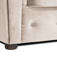Γωνιακός Καναπές Κρεβάτι Crista Chesterfield  σε Μπέζ βελούδο 245x175x85cm