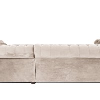 Γωνιακός Καναπές Κρεβάτι Crista Chesterfield  σε Μπέζ βελούδο 245x175x85cm