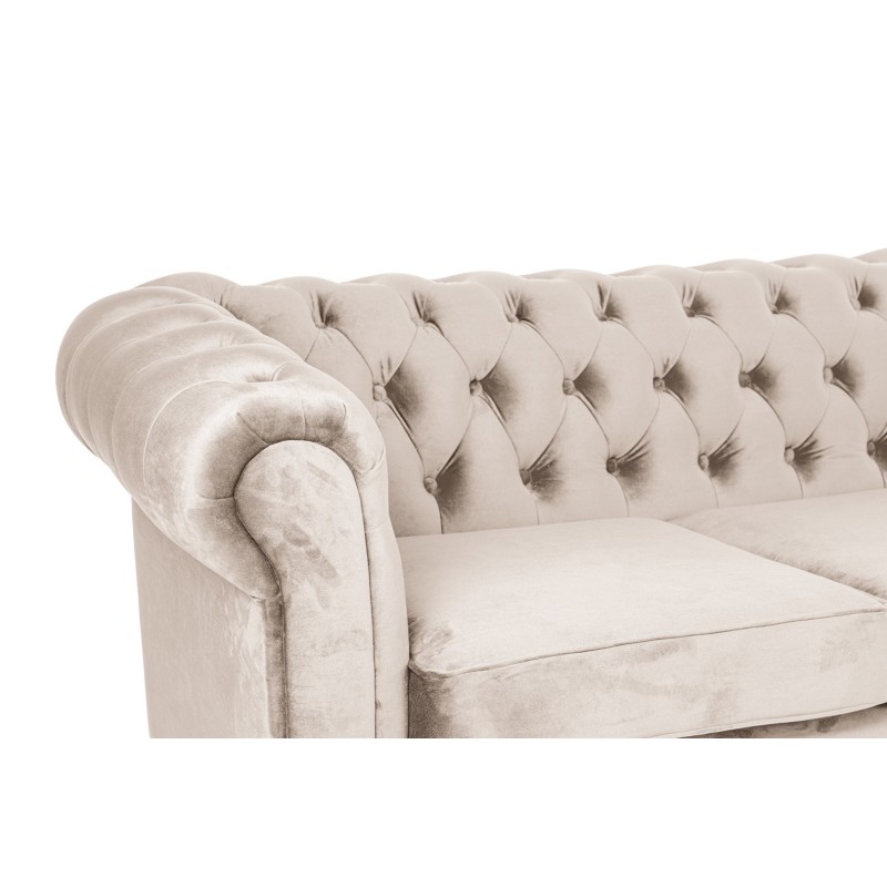 Γωνιακός Καναπές Κρεβάτι Crista Chesterfield  σε Μπέζ βελούδο 245x175x85cm