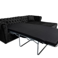 Γωνιακός Καναπές Κρεβάτι Crista Chesterfield  σε Μαύρο βελούδο 245x175x85cm