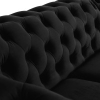Γωνιακός Καναπές Κρεβάτι Crista Chesterfield  σε Μαύρο βελούδο 245x175x85cm
