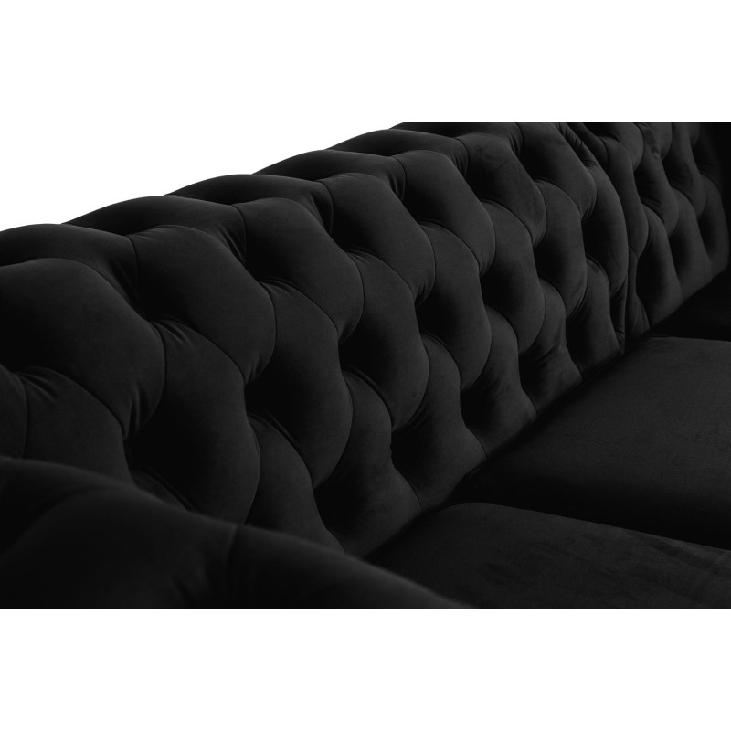 Γωνιακός Καναπές Κρεβάτι Crista Chesterfield  σε Μαύρο βελούδο 245x175x85cm