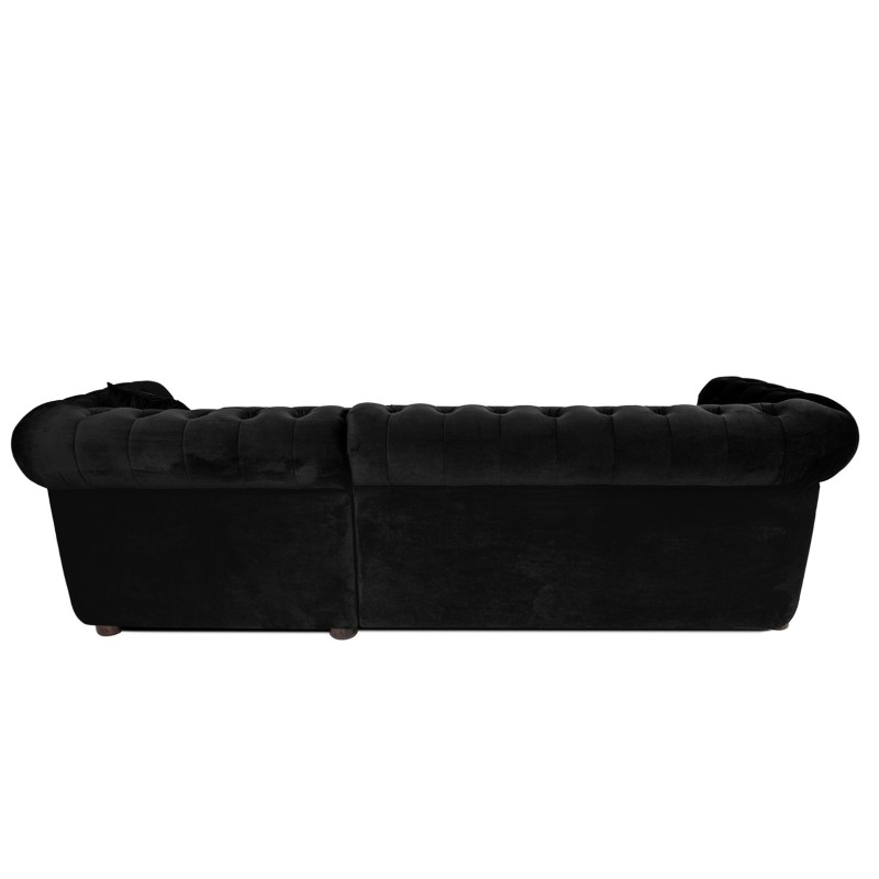 Γωνιακός Καναπές Κρεβάτι Crista Chesterfield  σε Μαύρο βελούδο 245x175x85cm