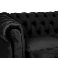 Γωνιακός Καναπές Κρεβάτι Crista Chesterfield  σε Μαύρο βελούδο 245x175x85cm