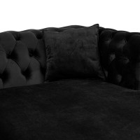 Γωνιακός Καναπές Κρεβάτι Crista Chesterfield  σε Μαύρο βελούδο 245x175x85cm
