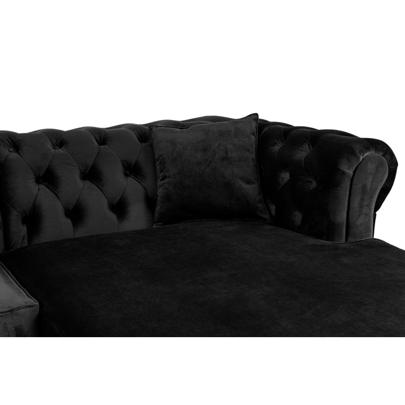 Γωνιακός Καναπές Κρεβάτι Crista Chesterfield  σε Μαύρο βελούδο 245x175x85cm