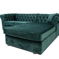 Γωνιακός Καναπές Κρεβάτι Crista Chesterfield  σε Σκούρο Πράσινο βελούδο 245x175x85cm