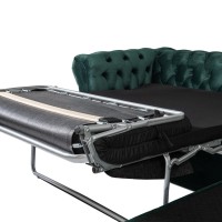 Γωνιακός Καναπές Κρεβάτι Crista Chesterfield  σε Σκούρο Πράσινο βελούδο 245x175x85cm