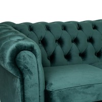 Γωνιακός Καναπές Κρεβάτι Crista Chesterfield  σε Σκούρο Πράσινο βελούδο 245x175x85cm