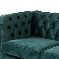 Γωνιακός Καναπές Κρεβάτι Crista Chesterfield  σε Σκούρο Πράσινο βελούδο 245x175x85cm