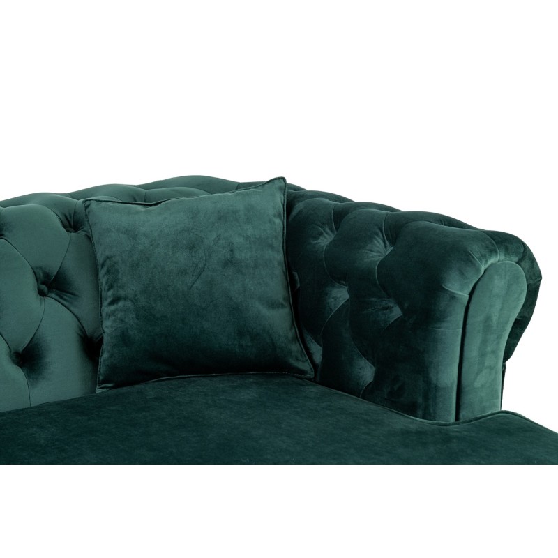 Γωνιακός Καναπές Κρεβάτι Crista Chesterfield  σε Σκούρο Πράσινο βελούδο 245x175x85cm