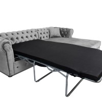 Γωνιακός Καναπές Κρεβάτι Crista Chesterfield  σε Ανοιχτό Γκρι βελούδο 245x175x85cm