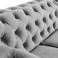 Γωνιακός Καναπές Κρεβάτι Crista Chesterfield  σε Ανοιχτό Γκρι βελούδο 245x175x85cm