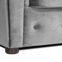 Γωνιακός Καναπές Κρεβάτι Crista Chesterfield  σε Ανοιχτό Γκρι βελούδο 245x175x85cm