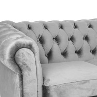 Γωνιακός Καναπές Κρεβάτι Crista Chesterfield  σε Ανοιχτό Γκρι βελούδο 245x175x85cm