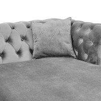 Γωνιακός Καναπές Κρεβάτι Crista Chesterfield  σε Ανοιχτό Γκρι βελούδο 245x175x85cm