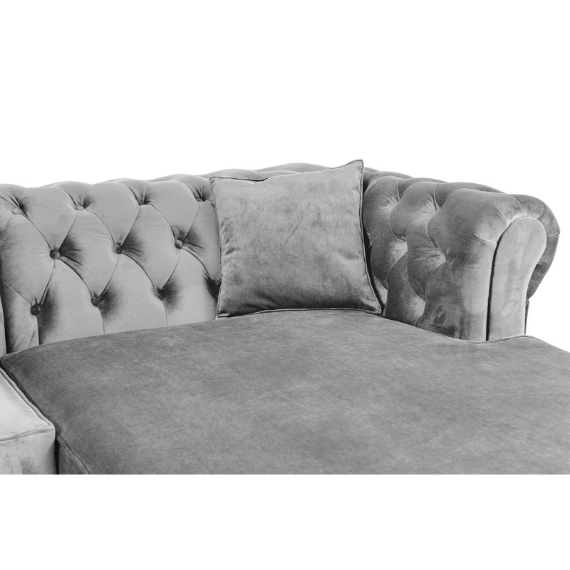 Γωνιακός Καναπές Κρεβάτι Crista Chesterfield  σε Ανοιχτό Γκρι βελούδο 245x175x85cm