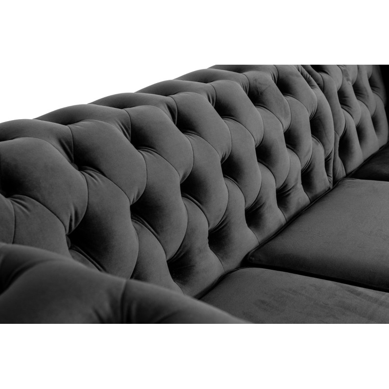 Γωνιακός Καναπές Κρεβάτι Crista Chesterfield  σε Σκούρο Γκρί βελούδο 245x175x85cm