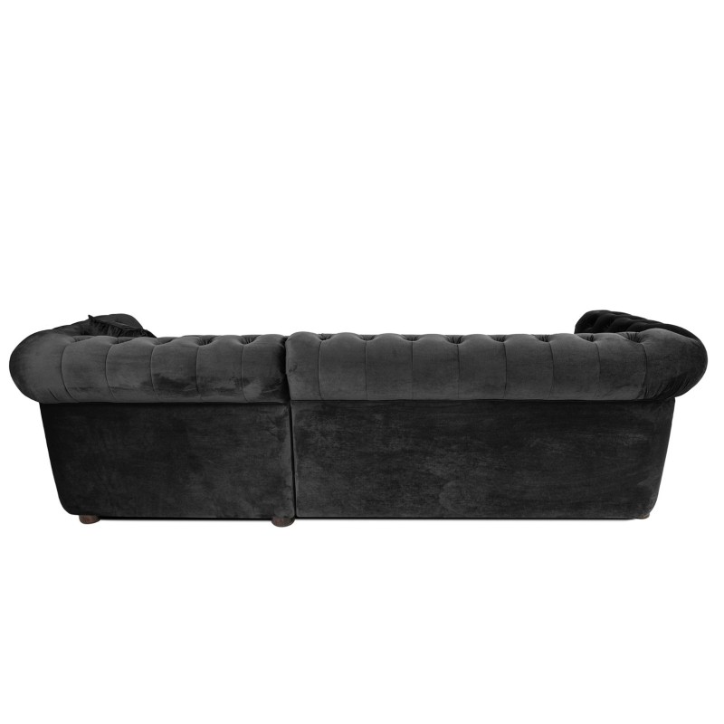 Γωνιακός Καναπές Κρεβάτι Crista Chesterfield  σε Σκούρο Γκρί βελούδο 245x175x85cm