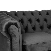 Γωνιακός Καναπές Κρεβάτι Crista Chesterfield  σε Σκούρο Γκρί βελούδο 245x175x85cm
