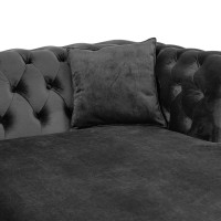 Γωνιακός Καναπές Κρεβάτι Crista Chesterfield  σε Σκούρο Γκρί βελούδο 245x175x85cm