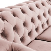 Γωνιακός Καναπές Κρεβάτι Crista Chesterfield  σε Ροζ Γιασεμί βελούδο 245x175x85cm